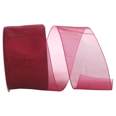 RELIANT RIBBON 20.5 in. 50 Yards Chiffon Mono Sheer Ribbon, Burgundy 25621-090-40K